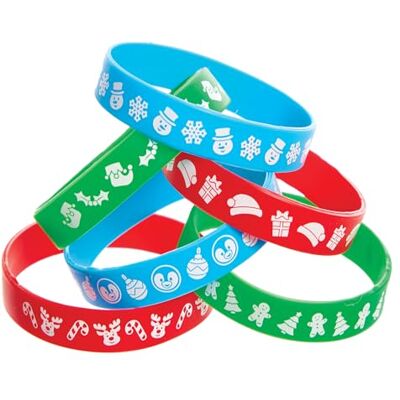 Baker Ross FX676 Kerstarmbanden van siliconen, 12 stuks, voor het vullen van kerstzakjes voor kinderen Baker Ross FX676 Kerstarmbanden van siliconen, 12 stuks, voor het vullen van kerstzakjes voor kinderen