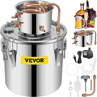 VEVOR Alambic Distilleerapparaat, 30 l, roestvrij staal, voor levensmiddelen, alcohol- en waterdistilleerder met pomp condensatiedruk, brouwset, wijn, whisky, brandewijn, etherische olie, thuis VEVOR Alambic Distilleerapparaat, 30 l, roestvrij staal, voor levensmiddelen, alcohol- en waterdistilleerder met pomp condensatiedruk, brouwset, wijn, whisky, brandewijn, etherische olie, thuis