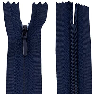 AERZETIX C60968 Set van 20 onzichtbare ritsen 20 cm Kleur: donkerblauw Niet scheidbaar met rugby bal pull-down materiaal Ritssluiting AERZETIX C60968 Set van 20 onzichtbare ritsen 20 cm Kleur: donkerblauw Niet scheidbaar met rugby bal pull-down materiaal Ritssluiting