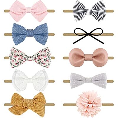 DRESHOW 10 stuks haarlintjes voor baby‘s, voor meisjes, haaraccessoires, kinderen, tulband, haarband Eén maat DRESHOW 10 stuks haarlintjes voor baby‘s, voor meisjes, haaraccessoires, kinderen, tulband, haarband Eén maat