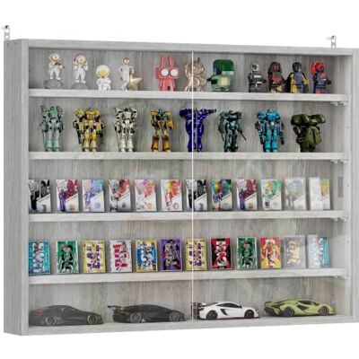 HOMCOM Vitrine voor collectie met 4 planken, 80 x 9,5 x 60 cm, grijs HOMCOM Vitrine voor collectie met 4 planken, 80 x 9,5 x 60 cm, grijs