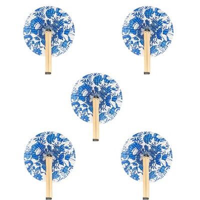 Fisura Opvouwbare waaier met blauwe bloemen. Originele opvouwbare waaier van papier. Blauwe en witte pai pai. Bruiloftsdetail voor gasten. Feest- of ceremoniegeschenk. 5 stuks Fisura Opvouwbare waaier met blauwe bloemen. Originele opvouwbare waaier van papier. Blauwe en witte pai pai. Bruiloftsdetail voor gasten. Feest- of ceremoniegeschenk. 5 stuks