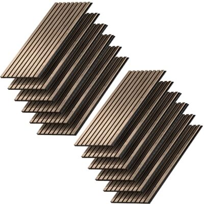 Vicco Akoestisch paneel "Sonoa", walnoot, 12 stuks 12-delig, voor wandmontage ter verbetering van de akoestiek van de ruimte Vicco Akoestisch paneel "Sonoa", walnoot, 12 stuks 12-delig, voor wandmontage ter verbetering van de akoestiek van de ruimte