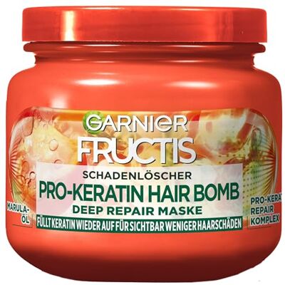 Garnier Herstellend masker tegen haarschade, voor minder gespleten haarpunten en sterkere lengtes, met amla-olie en pro-keratinecomplex + reparatie, Fructis brandblusser Garnier Herstellend masker tegen haarschade, voor minder gespleten haarpunten en sterkere lengtes, met amla-olie en pro-keratinecomplex + reparatie, Fructis brandblusser