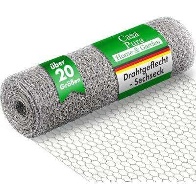 casa pura Zeshoekig draadhek voor tuin, balkon en kleine dieren, zeshoekig draadhek met 25 mm gaas, verzinkt, vele maten, 50 cm x 25 m casa pura Zeshoekig draadhek voor tuin, balkon en kleine dieren, zeshoekig draadhek met 25 mm gaas, verzinkt, vele maten, 50 cm x 25 m