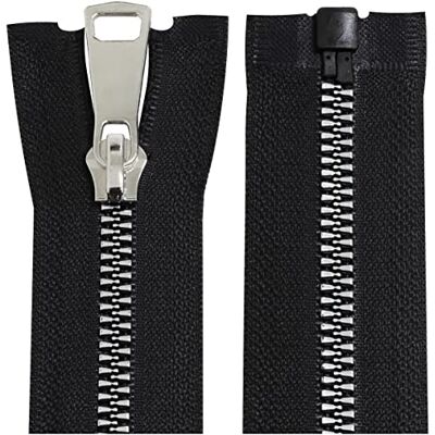 AERZETIX C64167 Set van 2 geïnjecteerde ritssluitingen nr. 5 60 cm zelfborgend deelbaar decoratieve metalen rits kleur zwart/zilver mesh schuifregelaar fournituren kleding jas anorak AERZETIX C64167 Set van 2 geïnjecteerde ritssluitingen nr. 5 60 cm zelfborgend deelbaar decoratieve metalen rits kleur zwart/zilver mesh schuifregelaar fournituren kleding jas anorak