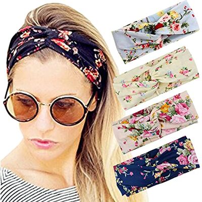 DRESHOW 4 stuks elastische hoofdband voor dames, voor dagelijks gebruik, yoga, sport, fitness Eén maat DRESHOW 4 stuks elastische hoofdband voor dames, voor dagelijks gebruik, yoga, sport, fitness Eén maat