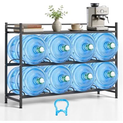 VEVOR Étagère pour bouteilles d'eau, support pour grandes bouteilles d'eau, étagère à 3 niveaux et 8 compartiments, pour bocaux de 11/19 l, organisateur de stockage pour bureau, cuisine, salon VEVOR Étagère pour bouteilles d'eau, support pour grandes bouteilles d'eau, étagère à 3 niveaux et 8 compartiments, pour bocaux de 11/19 l, organisateur de stockage pour bureau, cuisine, salon