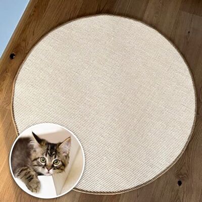KARAT Krabmat voor katten, rond, diameter 50 cm, van natuurlijk sisal, krabmogelijkheden voor katten, krabmeubel voor muur of vloer, robuust en wasbaar, ivoor KARAT Krabmat voor katten, rond, diameter 50 cm, van natuurlijk sisal, krabmogelijkheden voor katten, krabmeubel voor muur of vloer, robuust en wasbaar, ivoor
