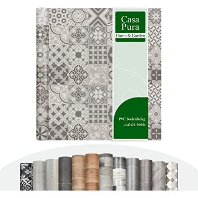 casa pura CV-vloerbedekking Plaza extra slijtvaste pvc-vloerbedekking (geschuimd), Lagos 909D, fraaie tegellook, oppervlak gestructureerd, per strekkende meter (100x300 cm) casa pura CV-vloerbedekking Plaza extra slijtvaste pvc-vloerbedekking (geschuimd), Lagos 909D, fraaie tegellook, oppervlak gestructureerd, per strekkende meter (100x300 cm)
