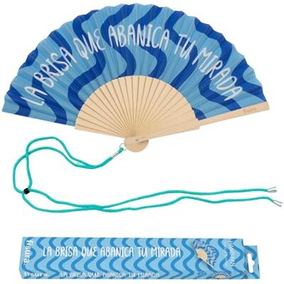Fisura Originele waaier met boodschap "La brisa que abanica", accessoire van hout, in feria-stijl, handwaaier blauw, inclusief polsband, grappig cadeau-idee, 42,5 x 23 cm Fisura Originele waaier met boodschap "La brisa que abanica", accessoire van hout, in feria-stijl, handwaaier blauw, inclusief polsband, grappig cadeau-idee, 42,5 x 23 cm