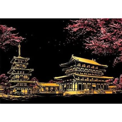 Krasverf A3-formaat (29,7 x 42 cm) – Yakushiji-tempel in Japan – Complete set voor kraskaart Krasverf A3-formaat (29,7 x 42 cm) – Yakushiji-tempel in Japan – Complete set voor kraskaart