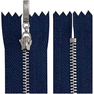 AERZETIX C64668 – set van 5 ritssluitingen van metaal nr. 3, 12 cm, niet scheidbaar, verchroomd, decoratieve trekker, kleur donkerblauw, schuifmaas, mercery, kleding naaien AERZETIX C64668 – set van 5 ritssluitingen van metaal nr. 3, 12 cm, niet scheidbaar, verchroomd, decoratieve trekker, kleur donkerblauw, schuifmaas, mercery, kleding naaien