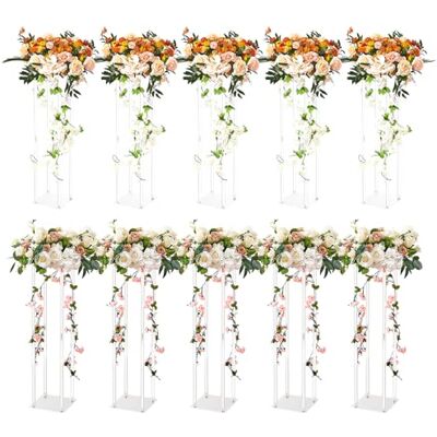 VEVOR 10 stuks 60 cm hoge bruiloftsbloemenstandaard met acryl laminaat, geometrische standaard voor zuilvormige tafelopzetstukken, bloemendisplay voor evenementen, receptie, VEVOR 10 stuks 60 cm hoge bruiloftsbloemenstandaard met acryl laminaat, geometrische standaard voor zuilvormige tafelopzetstukken, bloemendisplay voor evenementen, receptie,