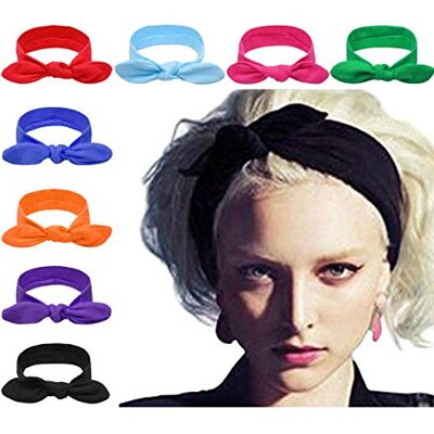 DRESHOW 8 stuks dames hoofdbanden met strik, 8 stuks, klassieke oren in pure kleur Eén maat DRESHOW 8 stuks dames hoofdbanden met strik, 8 stuks, klassieke oren in pure kleur Eén maat
