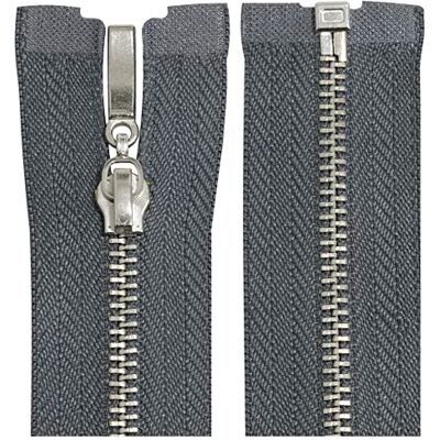 AERZETIX C64651 – set van 2 ritssluitingen van metaal, nr. 3, 50 cm, deelbaar, verchroomd, decoratieve trekker, kleur donkergrijs, schuifmaas, handwerk, naaiwerk AERZETIX C64651 – set van 2 ritssluitingen van metaal, nr. 3, 50 cm, deelbaar, verchroomd, decoratieve trekker, kleur donkergrijs, schuifmaas, handwerk, naaiwerk
