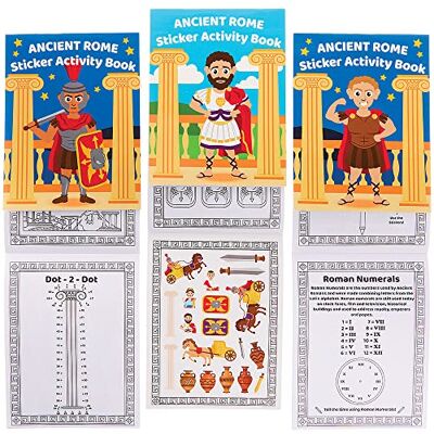 Baker Ross FX614 Activiteitenboeken voor het oude Rome, 8 stuks, stickerboeken voor het vullen van feestzakjes voor kinderen Baker Ross FX614 Activiteitenboeken voor het oude Rome, 8 stuks, stickerboeken voor het vullen van feestzakjes voor kinderen