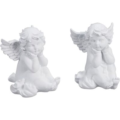 Relaxdays Set van 2 grafengelen, weerbestendig, vorstbestendig, polyhars, wit, afmetingen (h x b x d): 10 x 7 x 9 cm Relaxdays Set van 2 grafengelen, weerbestendig, vorstbestendig, polyhars, wit, afmetingen (h x b x d): 10 x 7 x 9 cm