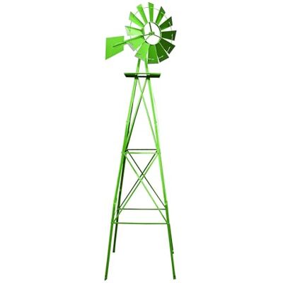 WilTec Amerikaanse windmolen 250 cm hoog Groen Kogellagers Amerikaans design WilTec Amerikaanse windmolen 250 cm hoog Groen Kogellagers Amerikaans design