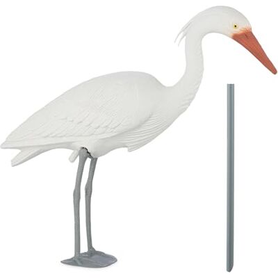 Relaxdays Tuindecoratie, reiger, vogelverschrikker voor tuin en vijver, visreiger voor buiten, planten, decoratieve vogel, wit Relaxdays Tuindecoratie, reiger, vogelverschrikker voor tuin en vijver, visreiger voor buiten, planten, decoratieve vogel, wit