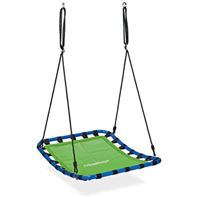 Relaxdays Vogelnestschommel, kinderen en volwassenen, maximale belasting 100 kg, in hoogte verstelbaar, L x D 76 x 103 cm, groen Relaxdays Vogelnestschommel, kinderen en volwassenen, maximale belasting 100 kg, in hoogte verstelbaar, L x D 76 x 103 cm, groen