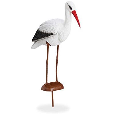 Relaxdays Tuinbeeld ooievaars, set van 2, decoratiefiguur, reiger, geboorte, 80 x 22 x 64 cm, wit/rood Relaxdays Tuinbeeld ooievaars, set van 2, decoratiefiguur, reiger, geboorte, 80 x 22 x 64 cm, wit/rood