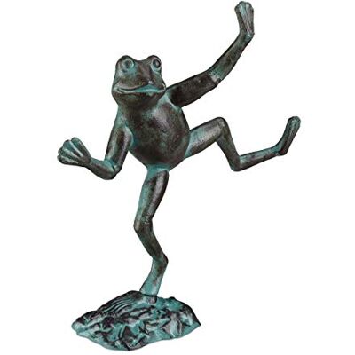 Relaxdays 1 x tuinbeeld, dansende kikker op één voet, gietijzer, sculptuur, tuinfiguur, maat L, decoratie, groen Relaxdays 1 x tuinbeeld, dansende kikker op één voet, gietijzer, sculptuur, tuinfiguur, maat L, decoratie, groen