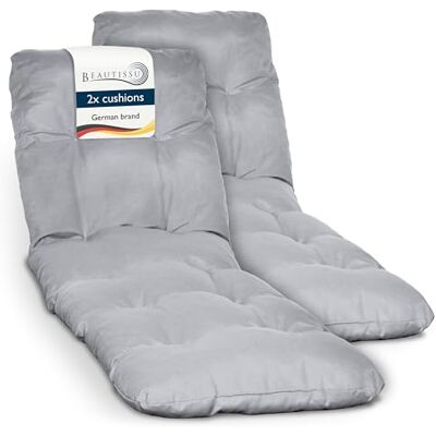 Beautissu Set van 2 kussens voor ligstoel, ligstoel, matras 190 x 60 cm, lichtgrijs, 8 cm, dik, comfortabel, voor tuin, terras, balkon, buiten, vulling, Flair RL Beautissu Set van 2 kussens voor ligstoel, ligstoel, matras 190 x 60 cm, lichtgrijs, 8 cm, dik, comfortabel, voor tuin, terras, balkon, buiten, vulling, Flair RL
