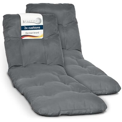 Beautissu Set van 2 kussens voor ligstoel, matras, ligstoel 190 x 60 cm, antraciet, 8 cm, dik, comfortabel, voor tuin, terras, balkon, buiten, bekleding, Flair RL Beautissu Set van 2 kussens voor ligstoel, matras, ligstoel 190 x 60 cm, antraciet, 8 cm, dik, comfortabel, voor tuin, terras, balkon, buiten, bekleding, Flair RL