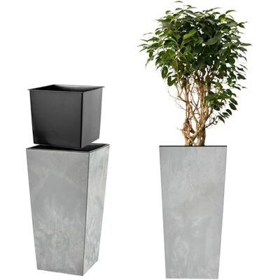 KADAX Bloempot met voering, hoogte 68 cm, 26 x 34 cm, ca. 29 l beton grijs beton binnen en buiten KADAX Bloempot met voering, hoogte 68 cm, 26 x 34 cm, ca. 29 l beton grijs beton binnen en buiten