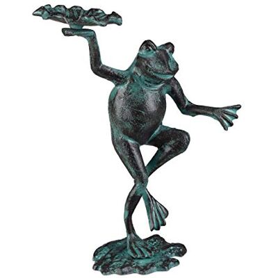 Relaxdays Tuinbeeld Dansende Kikker op één voet gietijzer sculptuur tuinfiguur maat M decoratie, groen Relaxdays Tuinbeeld Dansende Kikker op één voet gietijzer sculptuur tuinfiguur maat M decoratie, groen