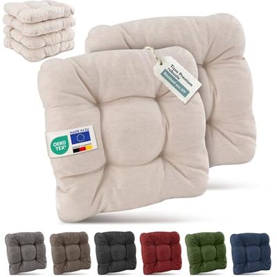 Beautissu Premium tuinstoelkussen voor buiten, set van 6 zitkussens 40 x 40 cm, natuur, 8 cm dik, robuust en uv-bestendig, stoel voor terras, buiten, dikke zitting, duurzaam, HighLux SK Beautissu Premium tuinstoelkussen voor buiten, set van 6 zitkussens 40 x 40 cm, natuur, 8 cm dik, robuust en uv-bestendig, stoel voor terras, buiten, dikke zitting, duurzaam, HighLux SK