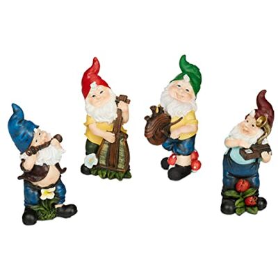 Relaxdays Set van 4 tuinkabouters Polyresin Weerbestendig Vorstbestendig Decoratieve elf Voor buiten Meerkleurig Relaxdays Set van 4 tuinkabouters Polyresin Weerbestendig Vorstbestendig Decoratieve elf Voor buiten Meerkleurig