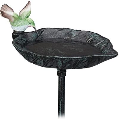 Relaxdays Vogelbad van gietijzer, tuindecoratie, 100,5 x 13,5 x 19 cm (h x b x d), vogelbad, in elkaar grijpend, donkergroen Relaxdays Vogelbad van gietijzer, tuindecoratie, 100,5 x 13,5 x 19 cm (h x b x d), vogelbad, in elkaar grijpend, donkergroen