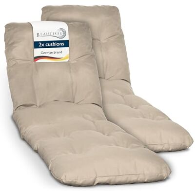 Beautissu Set van 2 kussens voor ligstoel, matras, ligstoel 190 x 60 cm, natuur, 8 cm, dik, comfortabel, voor tuin, terras, balkon, buiten, bekleding, Flair RL Beautissu Set van 2 kussens voor ligstoel, matras, ligstoel 190 x 60 cm, natuur, 8 cm, dik, comfortabel, voor tuin, terras, balkon, buiten, bekleding, Flair RL