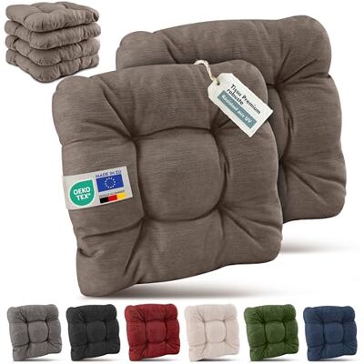 Beautissu Premium tuinstoelkussen voor buiten, set van 6 zitkussens 40 x 40 cm, taupe, 8 cm dik, robuust en uv-bestendig, stoel voor terras, buiten, dikke zitting, duurzaam, HighLux SK Beautissu Premium tuinstoelkussen voor buiten, set van 6 zitkussens 40 x 40 cm, taupe, 8 cm dik, robuust en uv-bestendig, stoel voor terras, buiten, dikke zitting, duurzaam, HighLux SK