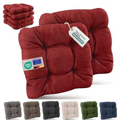 Beautissu Premium tuinstoelkussen voor buiten, set van 6 zitkussens 40 x 40 cm, rood, 8 cm dik, robuust en uv-bestendig, stoel voor terras, buiten, dikke zitting, duurzaam, HighLux SK Beautissu Premium tuinstoelkussen voor buiten, set van 6 zitkussens 40 x 40 cm, rood, 8 cm dik, robuust en uv-bestendig, stoel voor terras, buiten, dikke zitting, duurzaam, HighLux SK