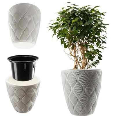 KADAX Bloempot met inzetstuk en handgrepen, van kunststof, in 5 maten, uv- en weerbestendig, met 3D-effect (wit, onder) KADAX Bloempot met inzetstuk en handgrepen, van kunststof, in 5 maten, uv- en weerbestendig, met 3D-effect (wit, onder)
