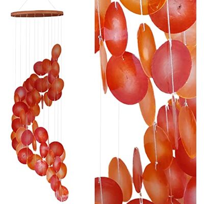 ART Capiz oranje schelpslinger, spiraal, 90 cm lang, als raamdecoratie of wooncultuur, als tuindecoratie ART Capiz oranje schelpslinger, spiraal, 90 cm lang, als raamdecoratie of wooncultuur, als tuindecoratie