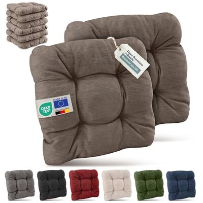 Beautissu Premium tuinstoelkussen voor buiten, set van 8 zitkussens 40 x 40 cm, taupe, 8 cm dik, robuust en uv-bestendig, stoel voor terras, buiten, dikke zitting, duurzaam, HighLux SK Beautissu Premium tuinstoelkussen voor buiten, set van 8 zitkussens 40 x 40 cm, taupe, 8 cm dik, robuust en uv-bestendig, stoel voor terras, buiten, dikke zitting, duurzaam, HighLux SK