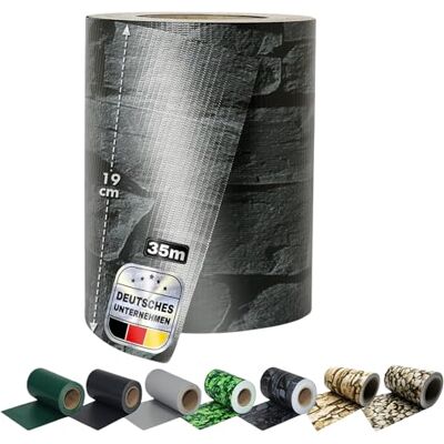 KARAT Pvc-inkijkwerende folie, zichtbeschermingsfolie voor tuinhek of balkon, met 20 bevestigingsclips, geschikt voor enkele en dubbele roosterpanelen, 19 cm x 35 m, leisteen KARAT Pvc-inkijkwerende folie, zichtbeschermingsfolie voor tuinhek of balkon, met 20 bevestigingsclips, geschikt voor enkele en dubbele roosterpanelen, 19 cm x 35 m, leisteen