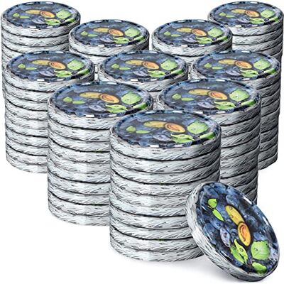 KADAX Set van 100 stuks fi66 mm metalen schroefdeksels voor 200 ml en 315 ml potten, deksels gedraaid met 4 tanden om vast te klikken, deksels (pruimen) KADAX Set van 100 stuks fi66 mm metalen schroefdeksels voor 200 ml en 315 ml potten, deksels gedraaid met 4 tanden om vast te klikken, deksels (pruimen)