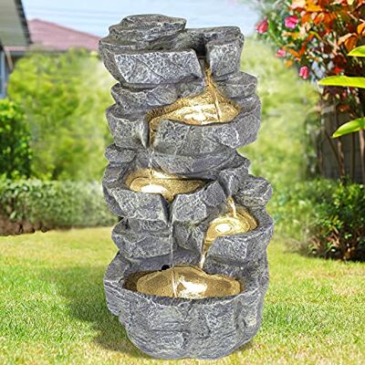 AMUR profi-pumpe.de Decoratieve tuinfontein, 230 V, waterval, waterspel voor tuin, tuinvijver, terras, balkon (mairssen-vels) met ledlicht AMUR profi-pumpe.de Decoratieve tuinfontein, 230 V, waterval, waterspel voor tuin, tuinvijver, terras, balkon (mairssen-vels) met ledlicht