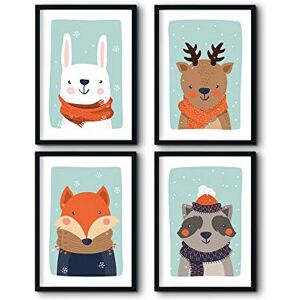 bilderreich Set van 4 posters voor de kinderkamer, decoratie, babykamer, jongens, meisjes, foto voor de muur, 4 foto's, volledig ingelijst in zwarte houten lijst, 4 x DIN A4, dieren in de winter bilderreich Set van 4 posters voor de kinderkamer, decoratie, babykamer, jongens, meisjes, foto voor de muur, 4 foto's, volledig ingelijst in zwarte houten lijst, 4 x DIN A4, dieren in de winter