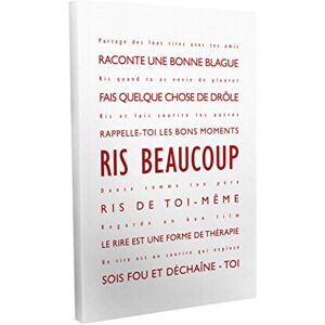 ART Ris beaucoup kunstdruk op canvas, 30 x 20 cm, in typografische stijl, rood/wit ART Ris beaucoup kunstdruk op canvas, 30 x 20 cm, in typografische stijl, rood/wit