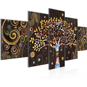 Afbeelding Klimt De levensboom, 200 x 100 cm, 5-delig, XXL, wanddecoratie, tekening zwart goud, kleurrijk 045351a Afbeelding Klimt De levensboom, 200 x 100 cm, 5-delig, XXL, wanddecoratie, tekening zwart goud, kleurrijk 045351a