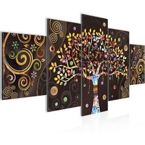 Muurfoto Klimt De levensboom, 5-delig, kunstdruk op vliesstof, decoratie woonkamer, abstract, kunst, zwart, kleurrijk, 045352a Muurfoto Klimt De levensboom, 5-delig, kunstdruk op vliesstof, decoratie woonkamer, abstract, kunst, zwart, kleurrijk, 045352a