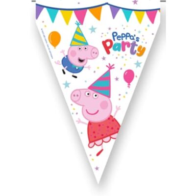 BeenSmile Peppa Pig wimpel, verjaardagsdecoratie en themafeesten, 1 x 3 m wimpel BeenSmile Peppa Pig wimpel, verjaardagsdecoratie en themafeesten, 1 x 3 m wimpel
