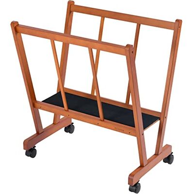 MEEDEN Grote houten opberg- en presentatiestandaard voor prints Hoogwaardig droogrek met wieltjes, voor canvas, prints, posters tot 119,4 cm, walnoot MEEDEN Grote houten opberg- en presentatiestandaard voor prints Hoogwaardig droogrek met wieltjes, voor canvas, prints, posters tot 119,4 cm, walnoot