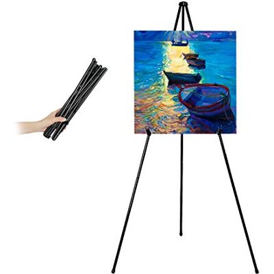Mutualsign Artistieke ezel, opvouwbaar statief, draagbare vloerstandaard Draagbare opvouwbare lichtgewicht metalen ezel voor bruiloft, schilderij, canvas, borden, posters en kunstdisplays, 168 cm Mutualsign Artistieke ezel, opvouwbaar statief, draagbare vloerstandaard Draagbare opvouwbare lichtgewicht metalen ezel voor bruiloft, schilderij, canvas, borden, posters en kunstdisplays, 168 cm